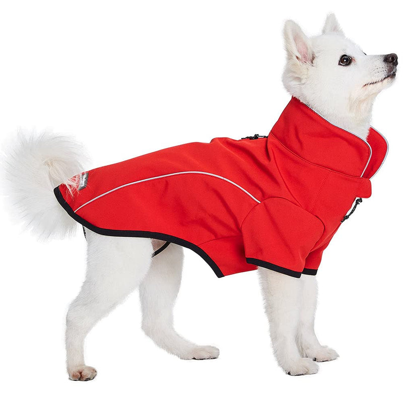 Blueberry Pet Windproof Waterproof Reflective Softshell Dog Jacket, Red, Size 16