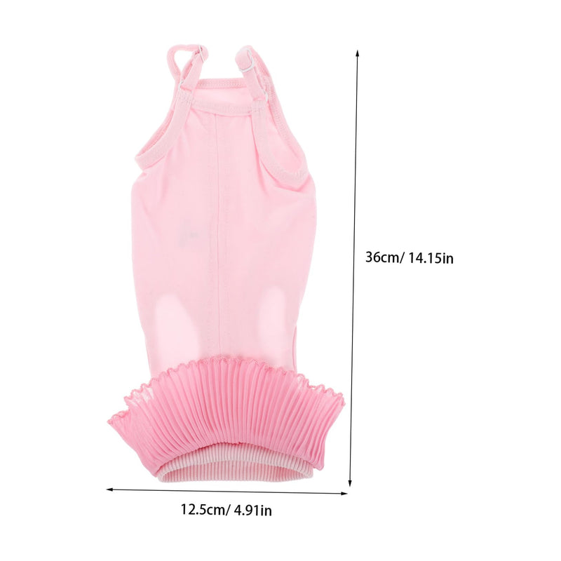 Breathable recovery suit for cats made of modal fabric. Easy on and off. Prevents licking and scratching of wounds. For postoperative recovery. In pink, size S.