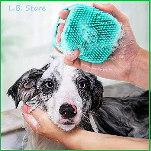 L.B. Dog Bath Brush Silicone, Massage Soft Brush Cats, Pet Massage Brush Shampoo Dispenser - PawsPlanet Australia