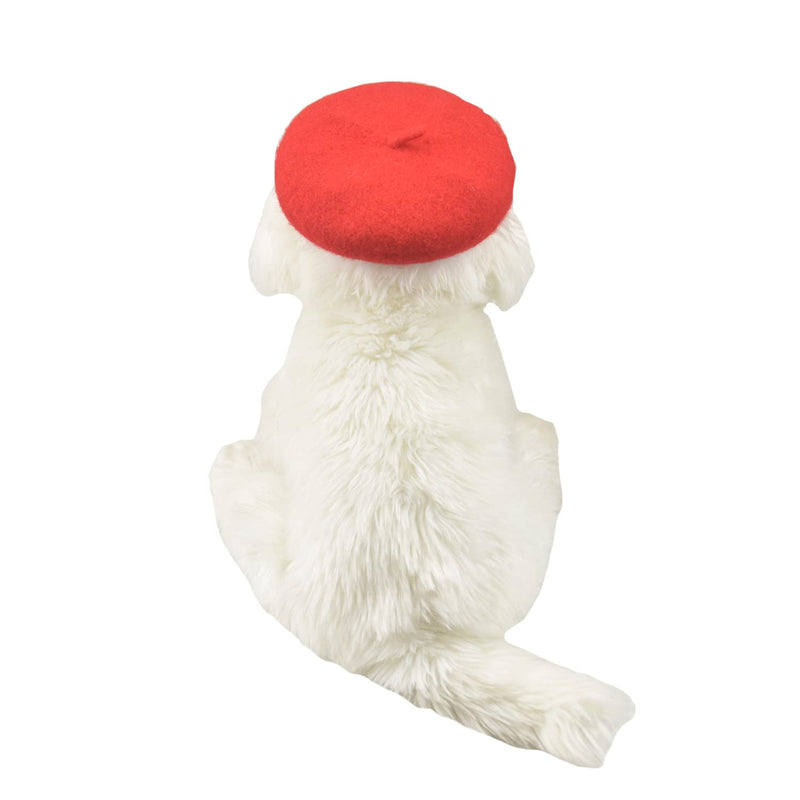 Dog Cat Beret Wool Hat Headband French Artist Beanie Beret Pet Dog Christmas Costume Hair Accessory Photo Props (Red, One Size) Red