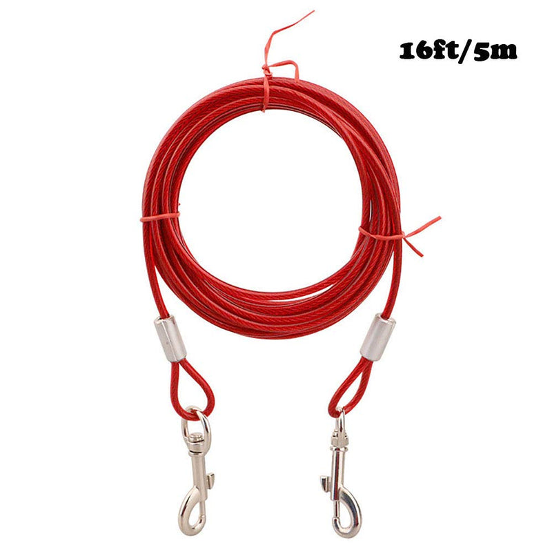 Love Dream Dog Tie Out Cable for Dogs Up to 125 Pounds, Super Heavy and Bite Resistant, 10ft 16ft 32ft Length Available Dog Lead Line for Yard, Camping, Park, Outside 125lbs 16ft Red - PawsPlanet Australia