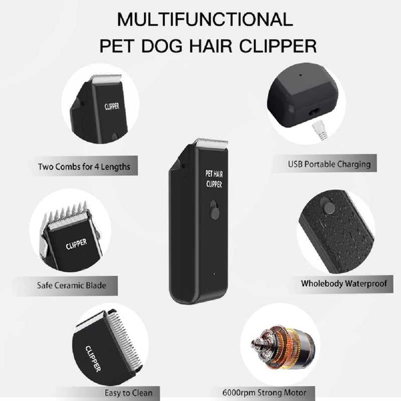 Professional Cat Grooming Clippers for Matted Hair, Low Noise Cat Dog Grooming Kit Rechargeable Pet Clippers Trimmer for Dogs,Puppy,Cats,Rabbit, Black Standard Set - PawsPlanet Australia