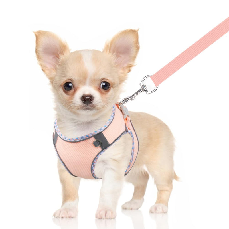 Dog Harness for Small Medium Dogs No Pull Adjustable Step in Puppy Harness and Leash Set,Reflective Breathable Mesh Pet Harnesses Soft Padded Vest for Dogs Easy to Put on (Pink, XS) Pink - PawsPlanet Australia