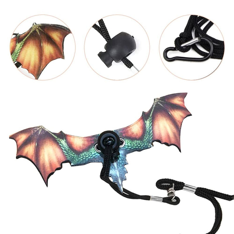 DONGKER Bearded Dragon Lizard Leash Harness, Adjustable Leather Removable Lizard Harness Leash w/3 Size Lizard Wing for Bearded Dragon Lizard Reptiles red - PawsPlanet Australia