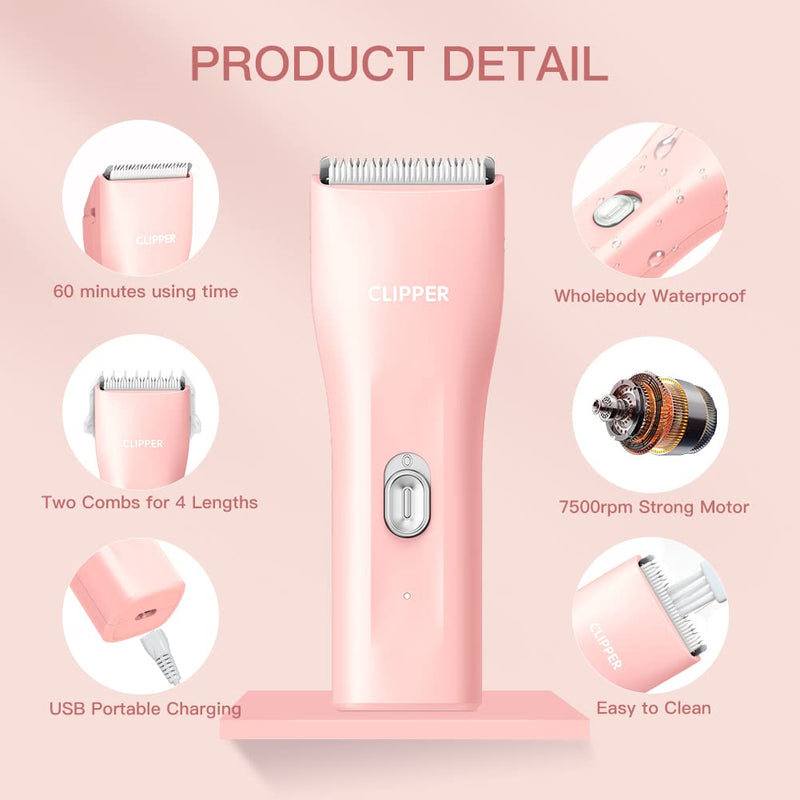 Professional Dog Clippers for Thick Hair, Cordless Cat Clippers for Matted Fur, Rechargeable Pet Dog Grooming Clipper Trimmer for Puppy,Cats,Rabbit,Pink Pink