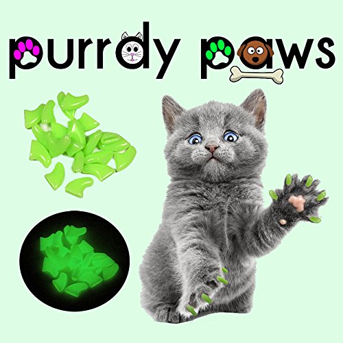 40 Pack Soft Nail Caps for Cat Claws Green Glow in The Dark Small