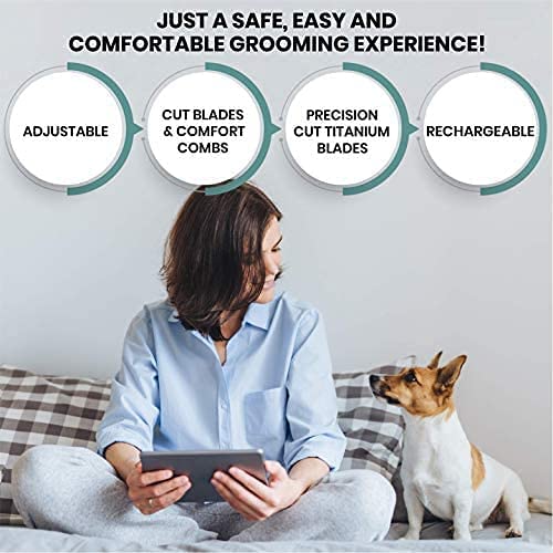 Pet Union Professional Grooming Kit - Rechargeable, Cordless Pet Grooming Clippers & Accessories, Low Noise, Suitable for Dogs, Cats and Other Pets (Grey) Grey - PawsPlanet Australia