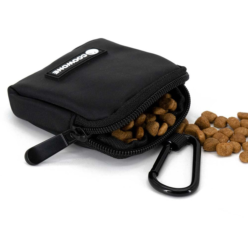 Waterproof Dog Treat Pouch, Dog Training Treat Pouch Built in Poop Bag Dispenser Adjustable Shoulder Bag (BLK) (BLK) BLK