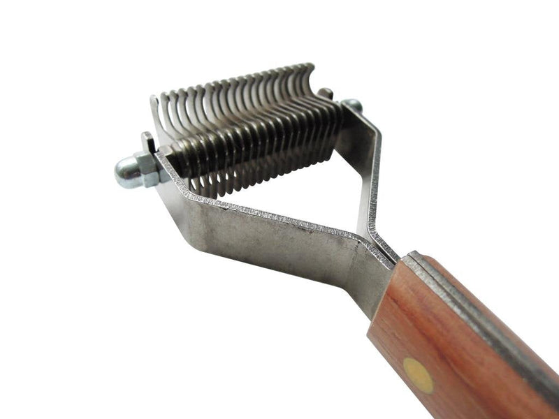 Mars Coat King Dematting Undercoat Grooming Rake Stripper Tool for Dogs and Cats, Stainless Steel with Wooden Handle for Thick Coats, 20-Blade Stripper for Groomers, Pet Owners Small/Medium Dog