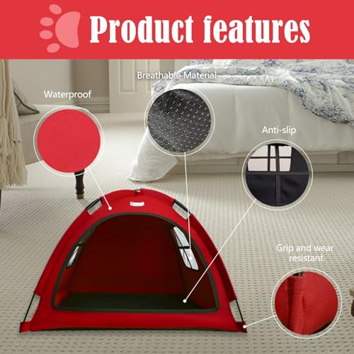 Dog Tent House, Cat and Dog Waterproof Tent House, Breathable Washable Indoor/Outdoor Pet Tent, Outdoor Dog Shade Suitable for Cat, Puppy, Bunny and Small Animal (Red S) Cherry Red - PawsPlanet Australia