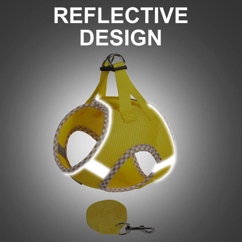 Dog Harness and Long Leash Set for Small Dogs, Boy and Girl Medium Cat No-Pull Vest with Reflective Strips, Breathable Large Puppy Collar Pet When Training, Walking, Running, M PINK - PawsPlanet Australia