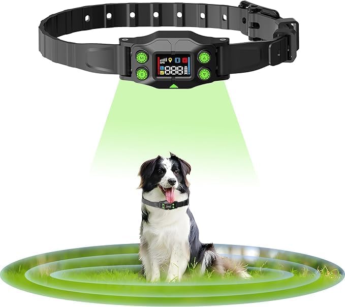 Wireless Dog Fence, GPS Dog Collar Fence System with 3 Warning Modes, Rechargeable Wireless Fence for Dogs
