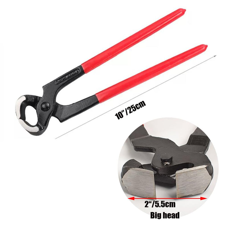 Hoof Nipper, 10" Heavy Duty Farrier Nippers with Plastic Grip Hoof Trimming Nipper Horse Nail Clipper for Horses,Sheep,Goats,Alpacas