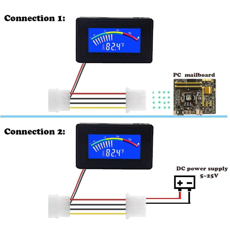 Digital Thermometer Temperature Meter Gauge Waterproof Sensor Probe Aquarium Car PC case Incubator Temp Meter 4 Pin Power Supply Celsius/Fahrenheit LCD Display 4 Pin Interface - PawsPlanet Australia