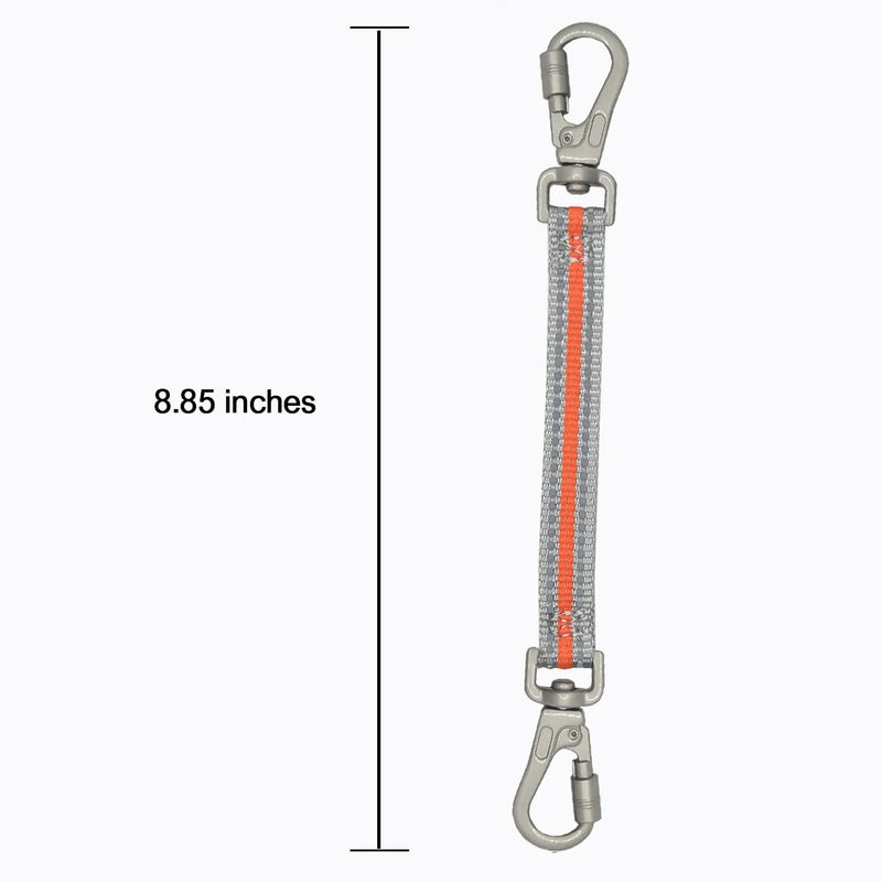 Heavy Duty Double Ended Collar Backup Clip for Dog Harnesses, Lockable Safety Clip for Prong Collar,Reflective Nylon Puppy Collar with Double Clasps for Walking, Training,ORG DKG0913-ORG