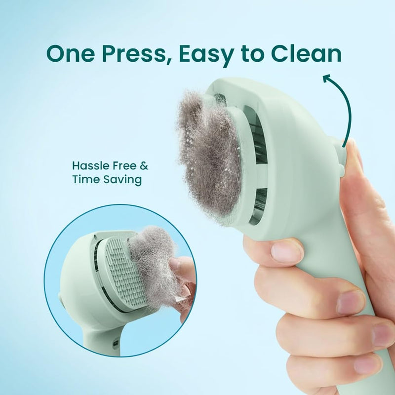 3-in-1 Pet Steam Brush for Cats & Dogs, Self Cleaning Grooming Brush with Mist Spray for Deshedding & Hair Removal, Gentle Massage Comb for Long & Short Haired Pets, 200 ml Waterless Shampoo Included - PawsPlanet Australia