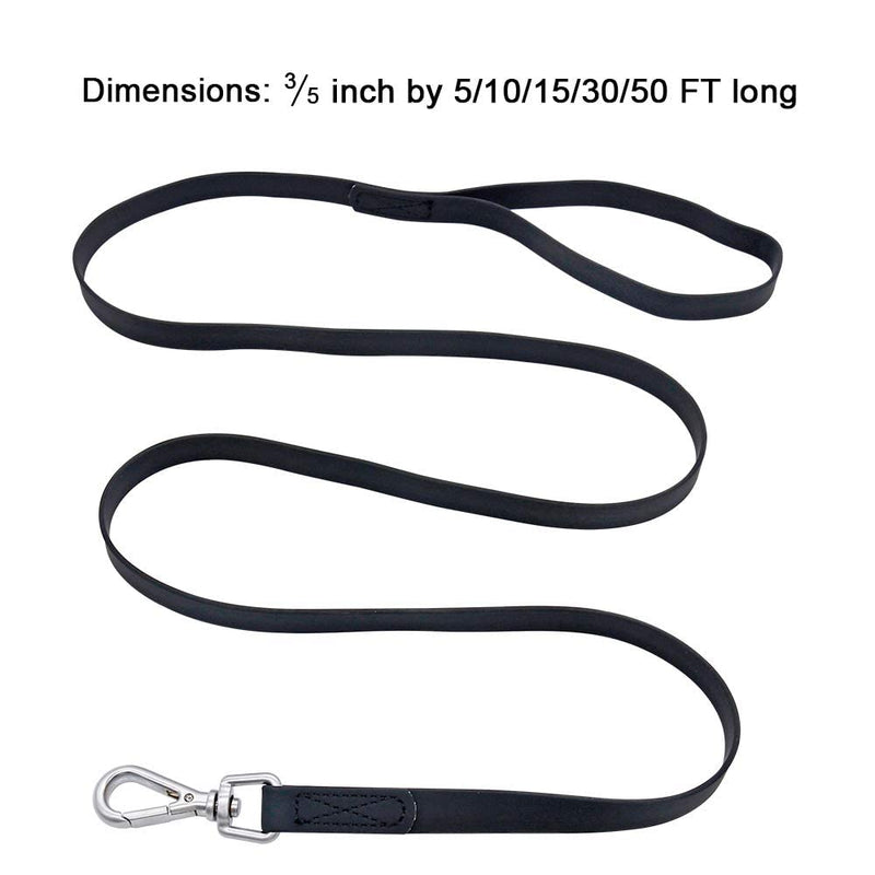 Waterproof Dog Training Leash 50FT 30FT 15FT 10FT 5FT Heavy Duty Recall Long Lead for Large Medium Small Dogs (30FT, Black) - PawsPlanet Australia