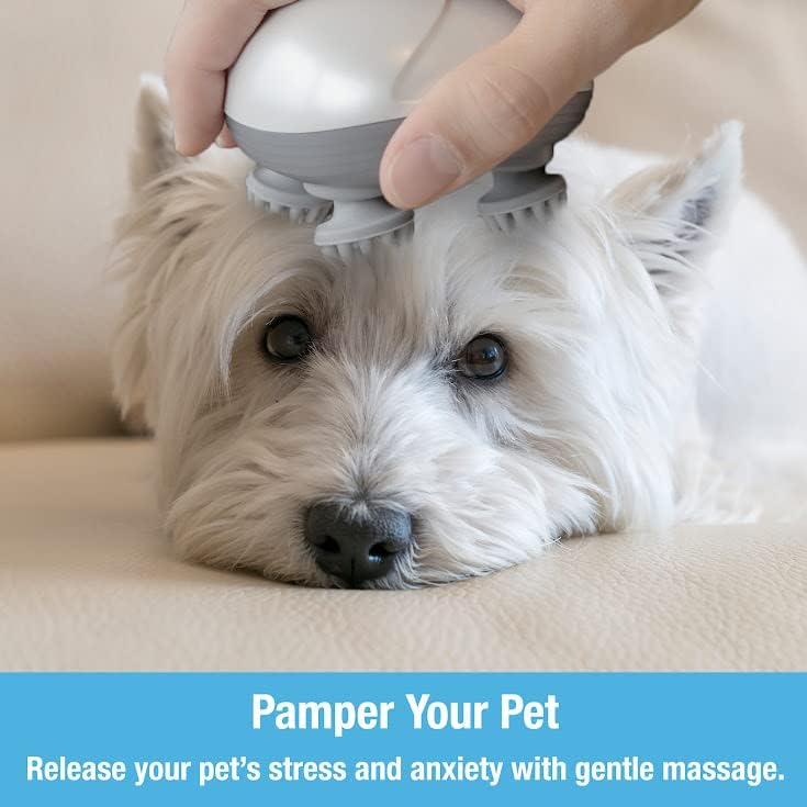 Handheld Pet Massager for Dogs and Cats by Tilcare - Electric Massage Tool - Head and Back Scratcher for Relieving Tension with Four Rotating Massage Heads - PawsPlanet Australia