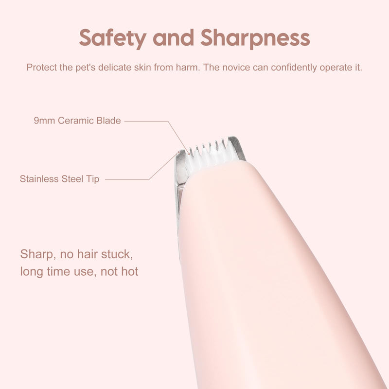 Dog Clippers for Grooming, Dog Paw Trimmer, Pet Paw Trimmer, Mini Trimmer for Dogs, Rechargeable, Low Noise for Trimming Dog Cat Hair Around Paws, Eyes, Ears, Face, Rump (Pink) - PawsPlanet Australia