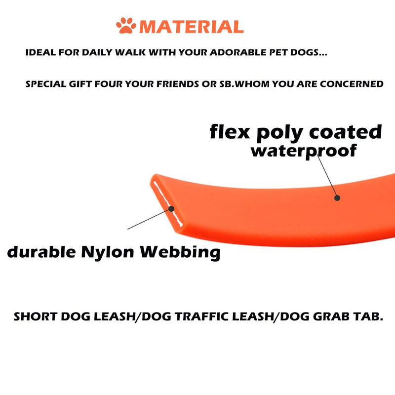 Short Dog Leash - Waterproof Dogs Leashes 10 Inch 3/4" Traffic Pet Lead Training Dog Leads Handle Grab Tab Backup Pet Car Leash for Small Medium Large Dogs (Blue & Orange) Blue & Orange - PawsPlanet Australia