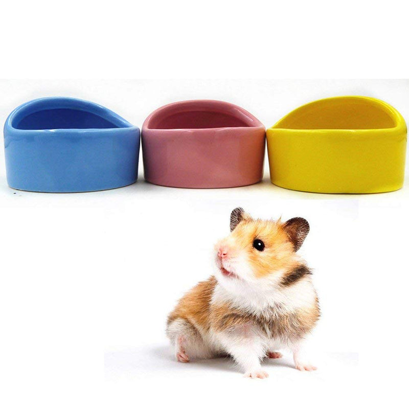 2 Pcs Gradient Side Hamster Ceramic Bowl,Cute Small Animal No Spill No Turnover Food Water Bowl Dish Holder for Guinea Pig Rodent Rat Gerbil Cavy Hedgehog Dwarf Feeder Feeding Basin Bowl,Pet Supplies White-Blue