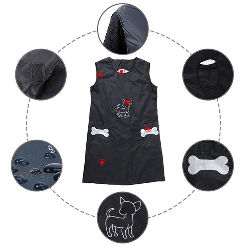VALICLUD Practical nylon pet shop uniform in black for cats and pets. Comfortable for grooming and home use.