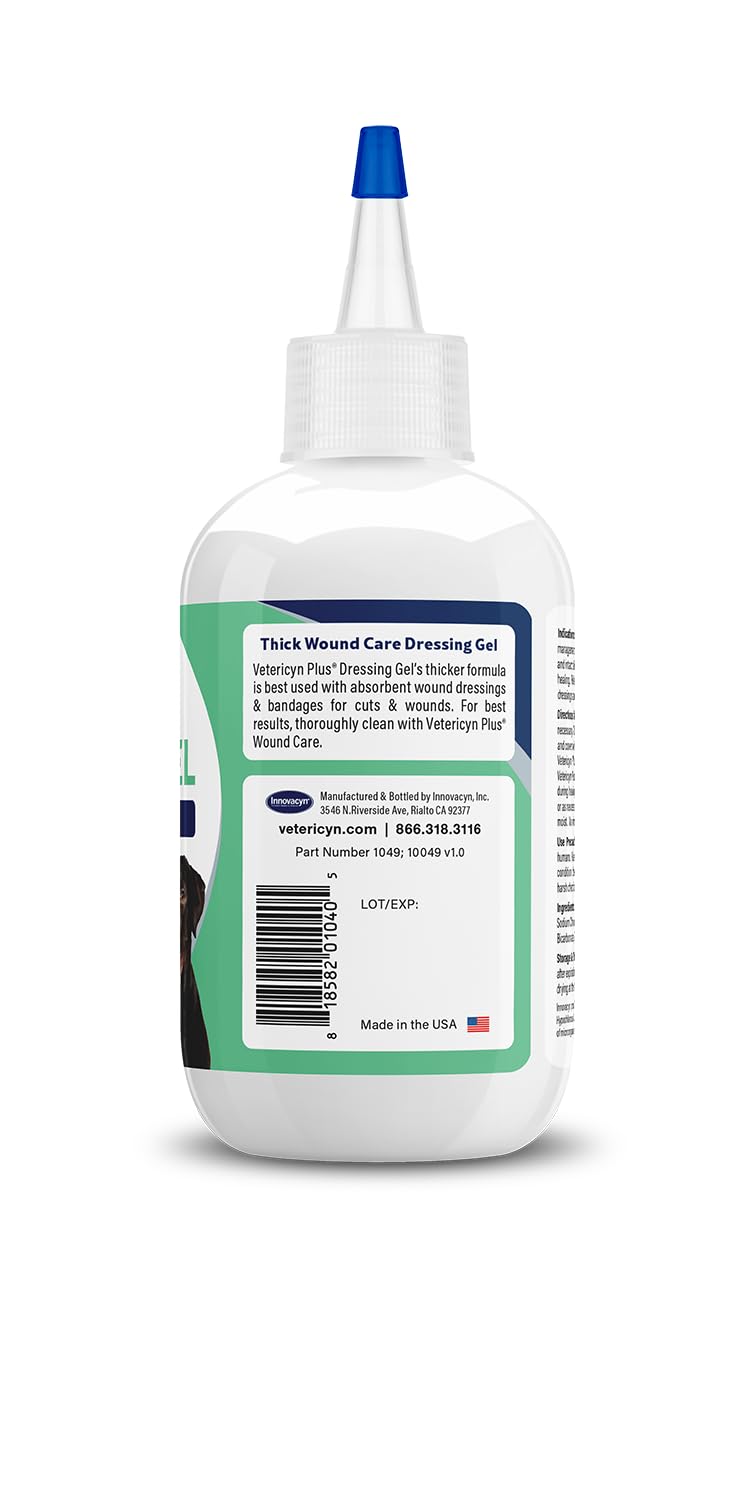 Vetericyn Plus Wound Dressing Gel for Animals| Thick Barrier Wound Care for Cats, Dogs, Horses, and Small Animals, Works on Wounds and Skin Irritations. 3 Ounces
