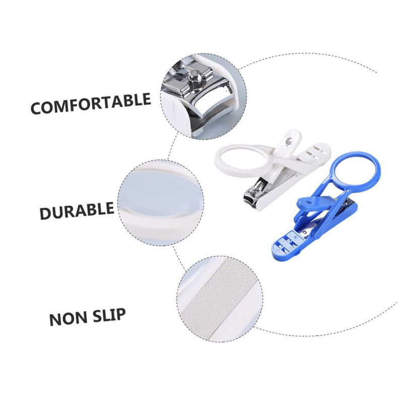 2Pcs Rotatable Magnifying Glass Nail Clippers for Hamster and Hedgehog, Small Pet Paw Cutters White and Blue Handles, Precise Grooming Tool for Pet Living Supplies