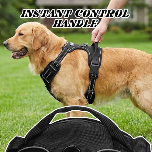 Funfox Dog Harness No Pull, Adjustable Pet Vest Harness Black S with Handle, 2 Leash Clips for Daily Walking Easy Control, Soft Durable Reflective Comfortable for Small Sized Dogs - PawsPlanet Australia