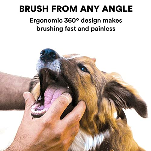 2 Pieces Dog Toothbrushs Silicone Pet Toothbrushes Full Surround Bristles Dog Finger Toothbrush for Dogs Cats and Pet(Blue and White)