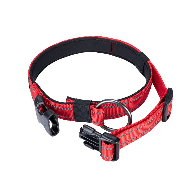 EXCELLENT ELITE SPANKER Reflective Dog Collar Classic Soft Padded Breathable Nylon Adjustable Pet Collar with Quick Release Buckle for Boy Girl Male Female Puppies Small Medium Large Dogs(Red-M) Red - PawsPlanet Australia