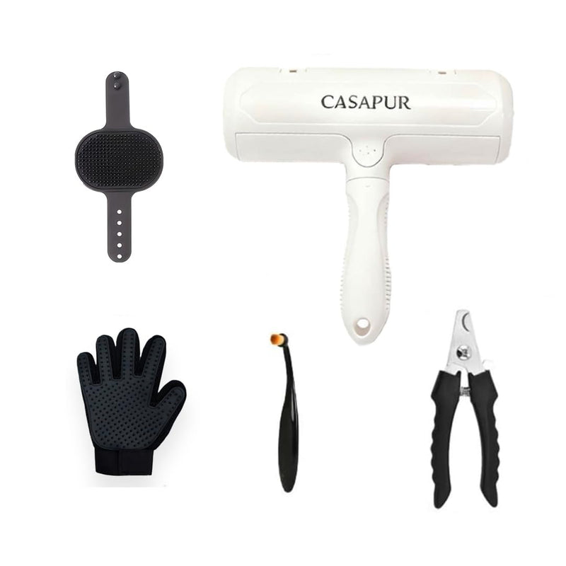 Pet Hair Remover Roller, Reusable Animal Hair Removal Brush for Dogs and Cats, Easy to Clean Fur from Carpet, Furniture, Sofa, Bedding (Brush with Grooming Kit) Brush with Grooming Kit - PawsPlanet Australia