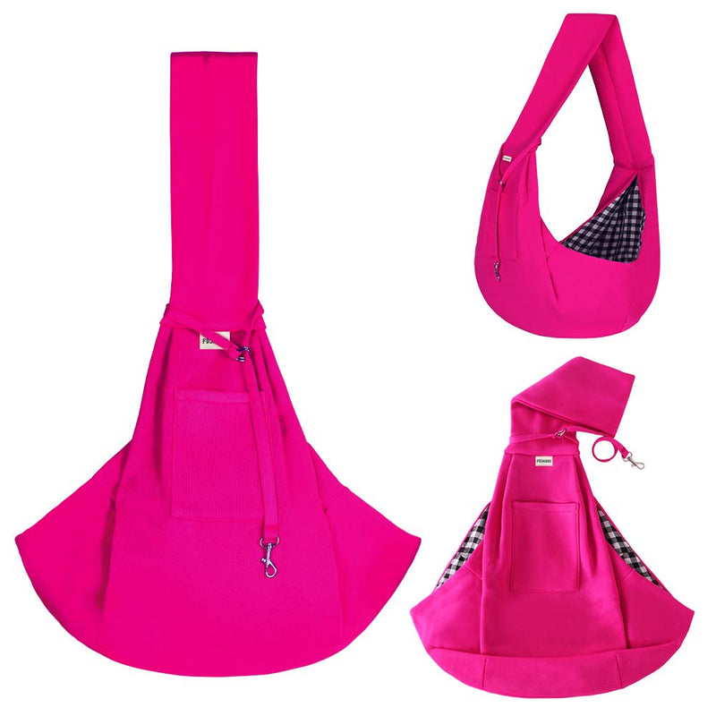 FDJASGY Small Pet Sling Carrier-Hands Free Reversible Pet Papoose Bag Tote Bag with a Pocket Safety Belt Dog Cat for Outdoor Travel (Rose Red) Rose Red - PawsPlanet Australia