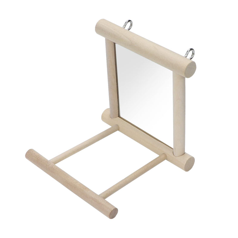Bird Mirror with Perch Bird Toys for Parrots Budgies Parakeets Cockatiels Lovebirds Finches Canaries Wood color - PawsPlanet Australia