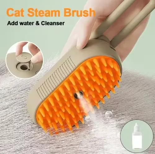 3-in-1 Cat Grooming Brush – Water Spray & Self-Cleaning Shedding Brush for Cats & Dogs – Pet Hair Removal & Massage Comb for Long & Short Hair (White). (White) White
