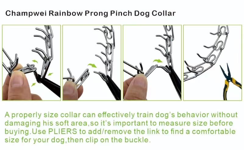 Silver Prong Pinch Dog Collar， No Pull Dog Collar Adjustable Quick Release Dog Training Collar with Quick Release Buckle for Small Medium Large Dogs(L) L - PawsPlanet Australia