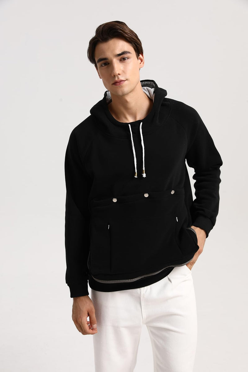 Unisex Cat Pouch Hoodie Long Sleeve Kitten Puppy Holder Hoodies Front Large Pouch Pet Carrier Sweatshirt Black XX-Large - PawsPlanet Australia