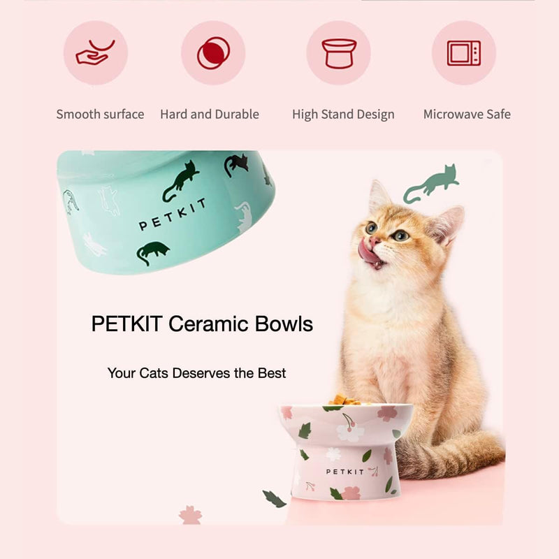 PETKIT Raised Cat Bowl, Ceramic Cat Food Bowl Non-slip, Stress Free, Anti Vomiting, Backflow Prevention Cat Water Bowl, Dishwasher and Microwave Safe, Pink - PawsPlanet Australia