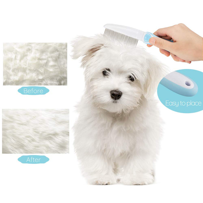Professional Stainless Steel Grooming Comb for Dogs & Cats - Detangler for Long/Curly Hair, Removes Tough Mats, Knots & Tangles - Pain-Free Undercoat Deshedding Tool for DIY Pet Grooming - PawsPlanet Australia