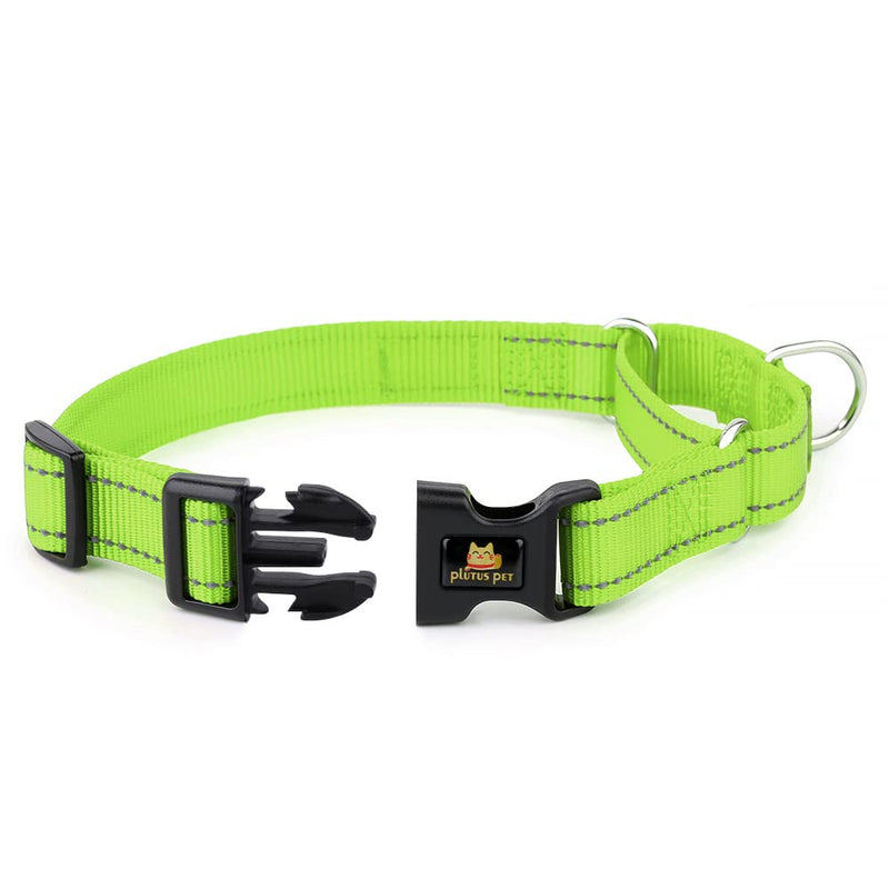 Plutus Pet Reflective Martingale Collar with Buckle - Durable and Adjustable Training Collar for No Pulling, Dog Choker Collar for Small Medium Large Dogs, Bright Green, M M:16"-20" - PawsPlanet Australia