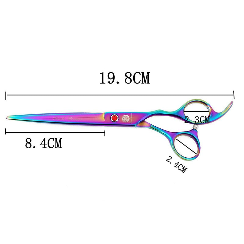 Purple Dragon 7.0 inch Rhinestone Decoration 3PCS Pet Grooming Scissors Dog Hair Cutting & Thinning Shears Set Rainbow - PawsPlanet Australia