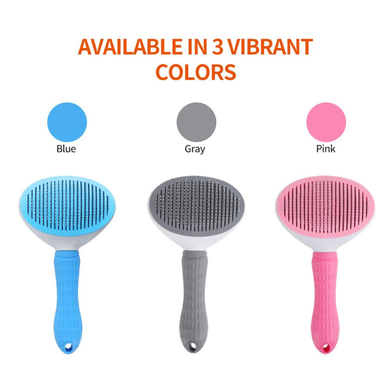 Cat Brush with Release Button, universal for cats and dogs, one click release, brush and flea comb combination set，Pet Hair Comb Tear Stay Removal, knotted skin floating hair tangled fleas (Grey) Grey - PawsPlanet Australia