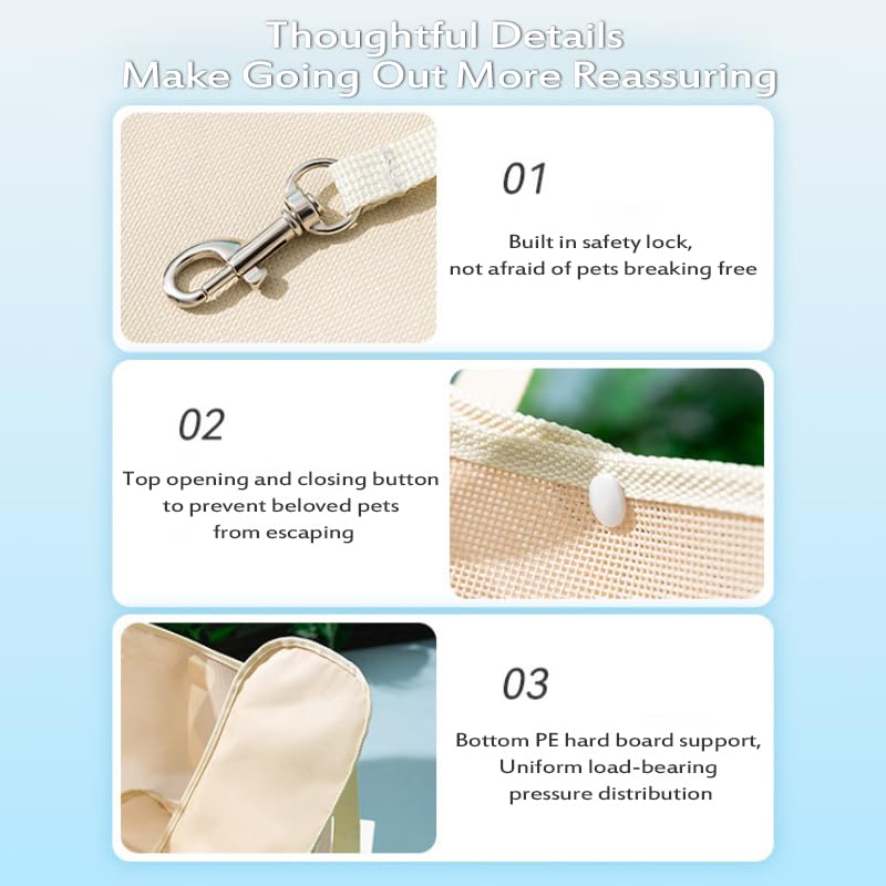 KAMEIOU Breathable Mesh Cat Small Dog Purse Carrier Tote Bag for Small Dogs Pets Outdoor Pet Purse Carriers for Puppy Cat Small Dog Tote Soft-Sided Bag for Small Dogs Rabbits Cats Carrier Outcrop Bag Yellowish - PawsPlanet Australia