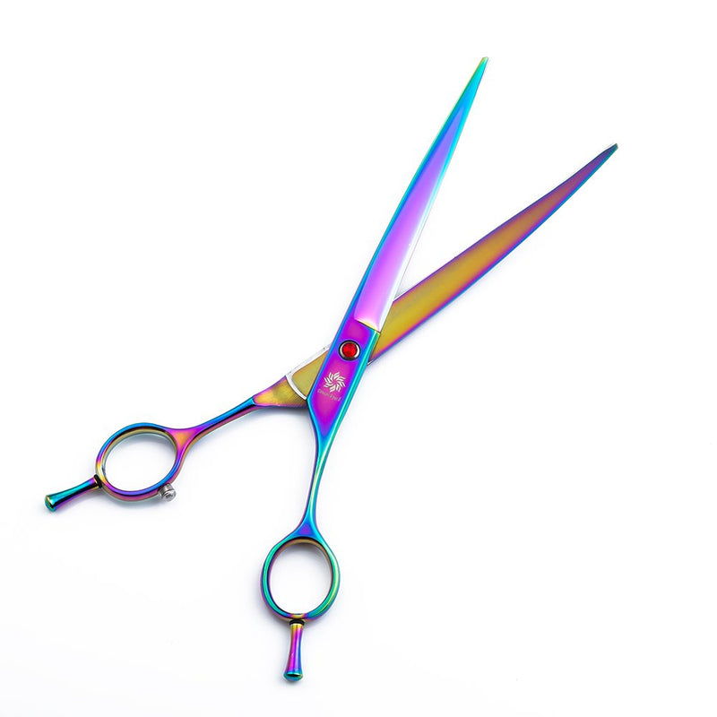 Dream Reach 8.0 Inch Twin Tailed Rainbow Curved Blade Pet Grooming Scissors Dog Hair Cutting Shears with Case G-Curved-8.0 - PawsPlanet Australia