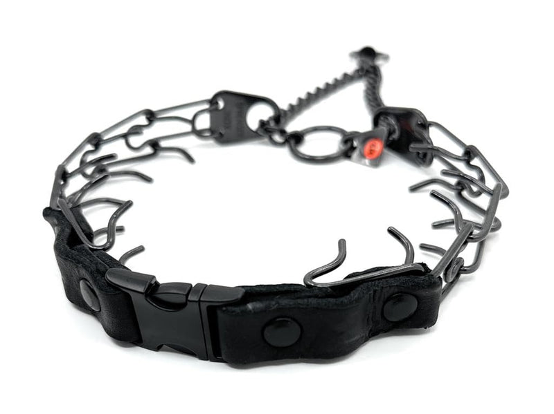 Herm Sprenger Prong Collar for Dogs Training – Quick Release Buckle & Swivel Ring for Easy Use – Made of Durable Black Stainless Steel in Germany– 2.25mm Prongs for Small Dogs with 14-19" Neck Small/Medium (14-19" Neck, 2.25mm Links) - PawsPlanet Australia