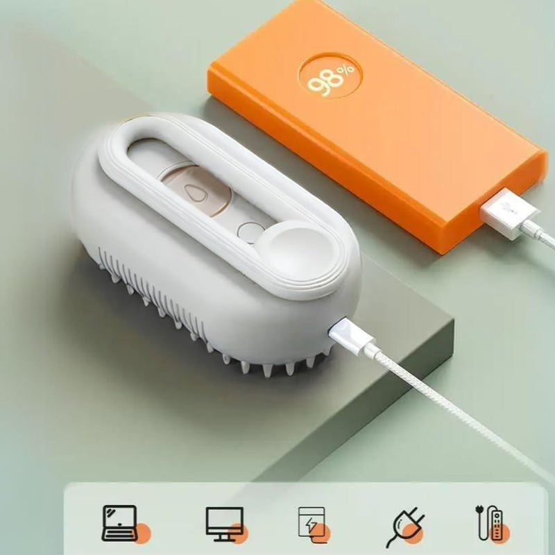 Cat Steam Brush,Rechargeable with Handle,Self-Cleaning Grooming Tool,for Cats and Dogs,3 In1 Cat Steamy Brush, Multifunctional Hair Comb for Removing Tangled and Loose Hair (white) white - PawsPlanet Australia