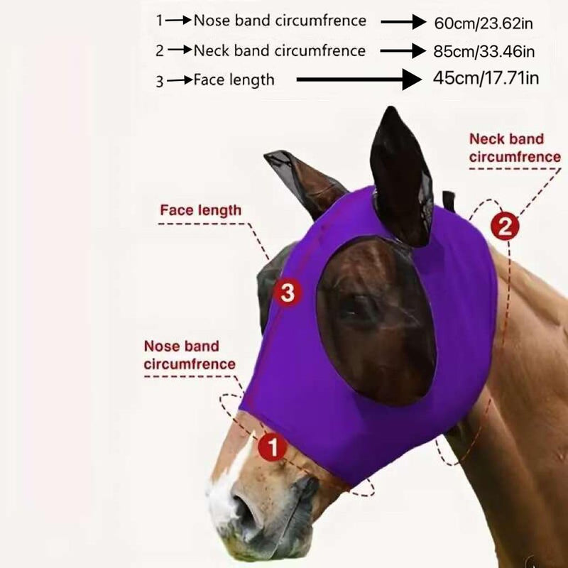 5 Pcs Horse Fly Mask with Ears Protection, Breathable Elastic Fabric Horse Full Face Coverage Mask with Eyes Protection and UV Sunlight Protection for Small Size Mini Horses (5 PCS) 5 PCS