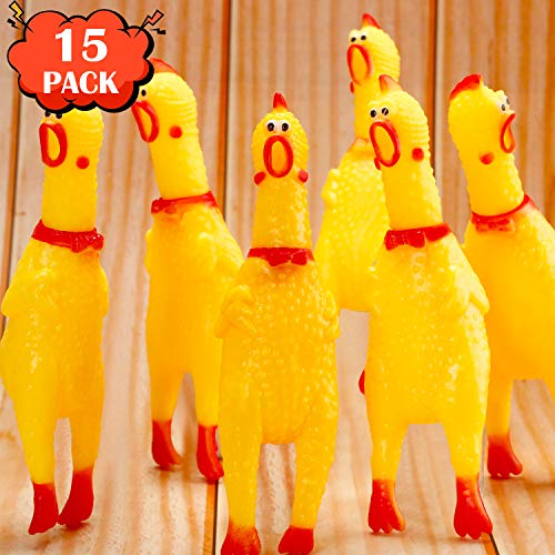15 Packs Rubber Chicken Screaming Chicken Squeeze Novelty Squeaky Noise Shrilling Shrieking Squawking Chicken Noisemaker Novelty Gadget for Dogs Pets, 6.3 Inch - PawsPlanet Australia