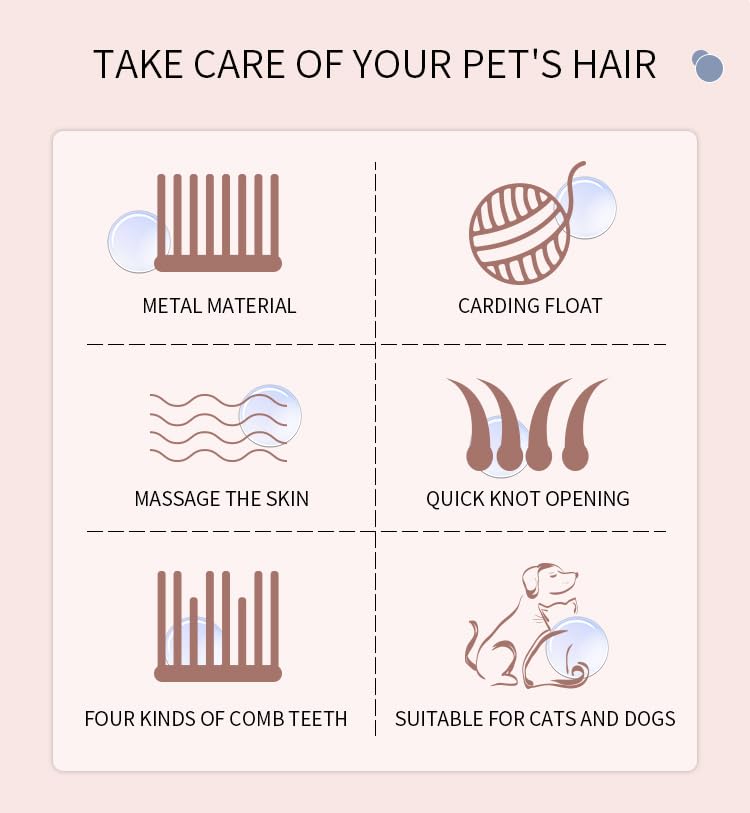 Generic Cat and Dog Grooming Comb, Stainless Steel, Removes Hair and Fleas, Silver