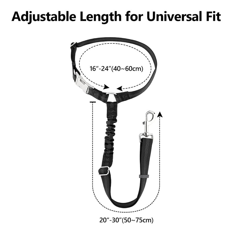 Plutus Pet Dog Seat Belt for Car Headrest, Reflective and Adjustable Restraint with Elastic Bungee for Safety, Vehicle Seatbelt Harness for Small Medium Large Dogs and Cats Black - PawsPlanet Australia